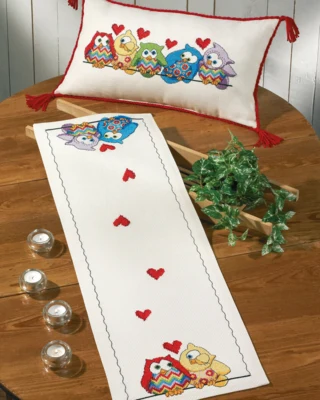 Kit di Ricamo Gufi in Fila 32x94 cm