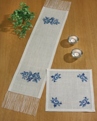 Kit Ricamo Rose Blu 27 x 126 cm
