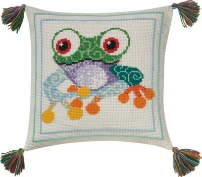 Kit Ricamo Cuscino per Bambini Rana 30x30 cm