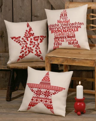 Kit per ricamo Stella di Natale bacche 40 x 40 cm