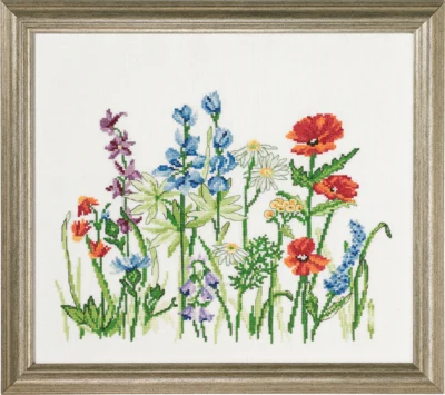 Kit da ricamo Fiori di campo Aida R5379 38 x 33 cm