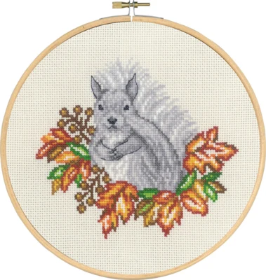Kit Ricamo Scoiattolo autunno con/5810/20 Ø 20 cm