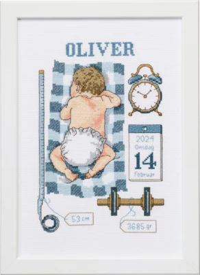 Kit Ricamo Ricordo di Battesimo Oliver 21 x 30 cm