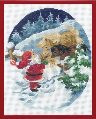 Kit da Ricamo Babbo Natale dà da mangiare ai cavalli R5798