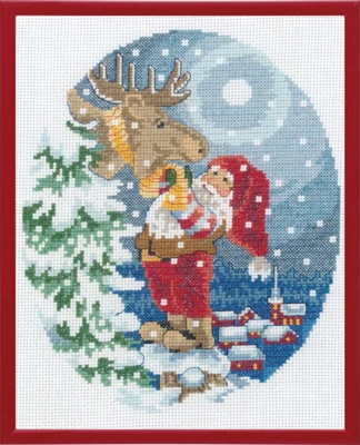 Kit Punto Croce Babbo Natale con Alce R5798 20 x 25 cm
