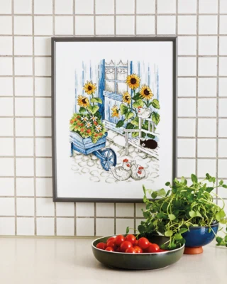 Kit da Ricamo Galline nel Cortile R 5701 30 x 40 cm