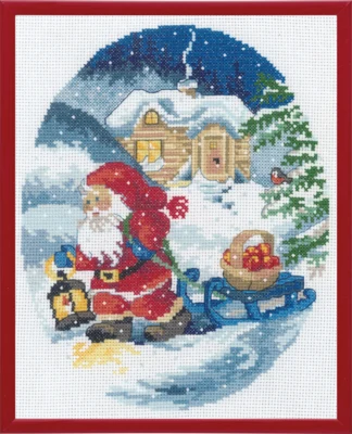 Kit per ricamo Babbo Natale tira la slitta R5798 20 x 25 cm