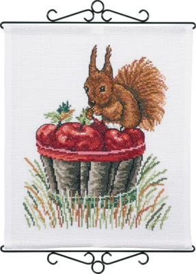 Kit punto croce Scoiattolo e mele 40 x 46 cm