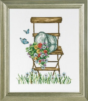 Kit da Ricamo Sedia con Fiori R5025 26 x 21 cm