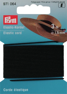 Prym Elastico Tondo, Nero, 1.5 mm