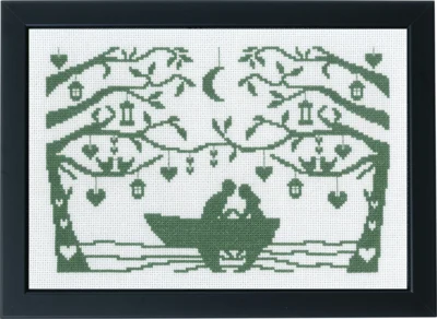 Kit da ricamo Coppia in barca a remi 29 x 20 cm
