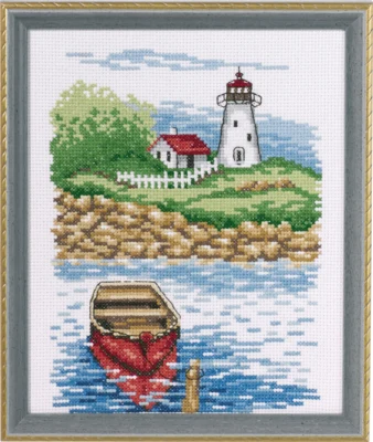 Kit per ricamo Faro & barca 17 x 21 cm