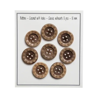 Go Handmade Bottoni in Cocco con Cuori: 18 mm