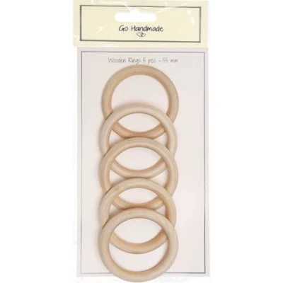 Go Anelli in legno fatti a mano - 55 mm - 5 pezzi