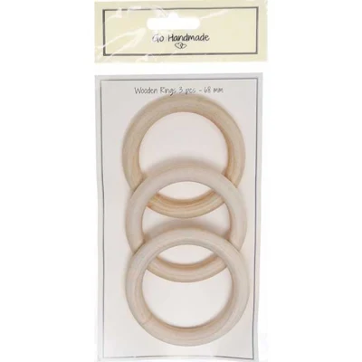 Go Anelli in legno fatti a mano - 68 mm - 3 pezzi