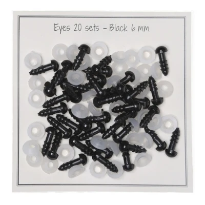 Go Handmade Sikkerhedsøjne Sorte 6mm ( 20 par)