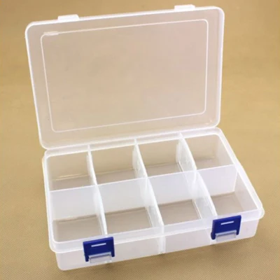 HobbyArts Scatola in plastica con coperchio, trasparente, 20x13,5 cm, 8 scomparti