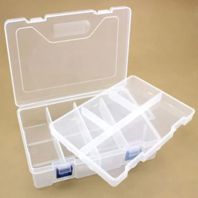 HobbyArts Scatola in plastica con coperchio, trasparente, 23x16 cm, 8 scomparti