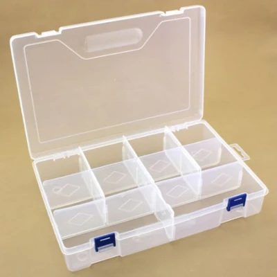 HobbyArts Scatola in plastica con coperchio, trasparente, 29,6x19,7 cm, 10 scomparti