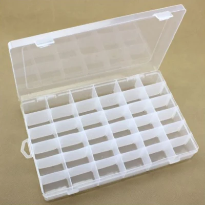 HobbyArts Scatola in plastica con coperchio, trasparente, 27,7x17,8 cm, 36 scomparti