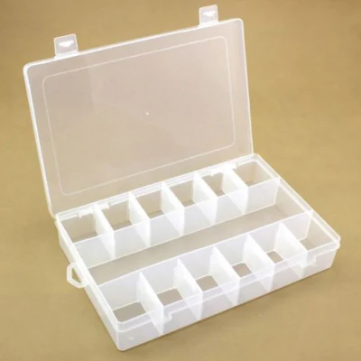HobbyArts Scatola in plastica con coperchio, trasparente, 27,3x18,4 cm, 13 scomparti