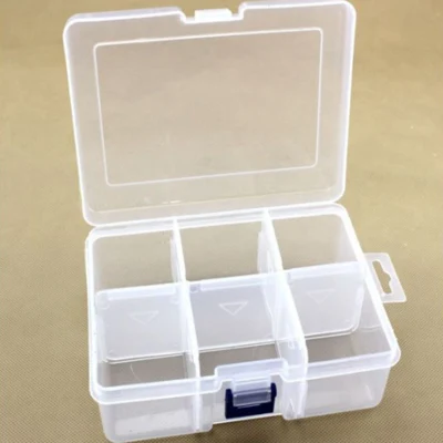 HobbyArts Scatola in plastica con coperchio, trasparente, 16,5x12 cm, 6 scomparti
