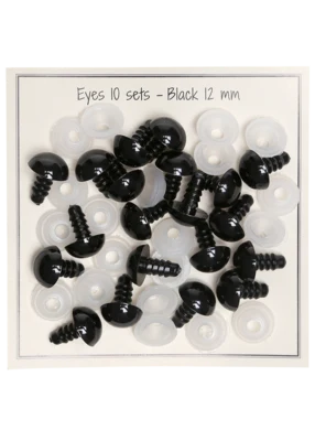 Go Handmade Sikkerhedsøjne Sorte 12mm (10 par)