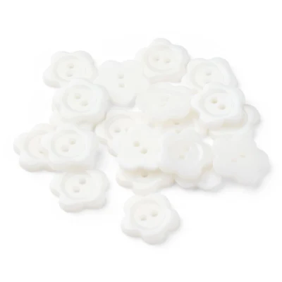 HobbyArts Bottoni in plastica Fiore bianco, 15 mm, 20 pezzi