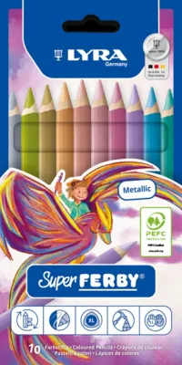 Lyra Super Ferby Metallic Matite Colorate, 10 pz