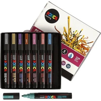 Uni Posca Tusch Medium Metallic, 8 stk