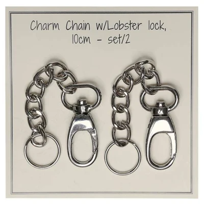 Go Handmade Charm Kæde, Lobster lås, 2 stk Sølv