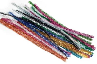 Chenille Glitter mix 0.8x30 cm, 24 stk