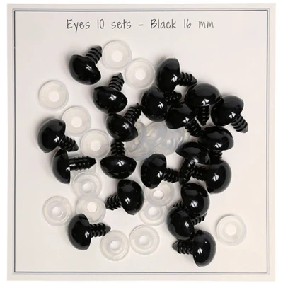 Go Handmade Sikkerhedsøjne Sort 16 mm (10 par)