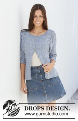 199-4 Cardigan Nostalgia blu di DROPS Design