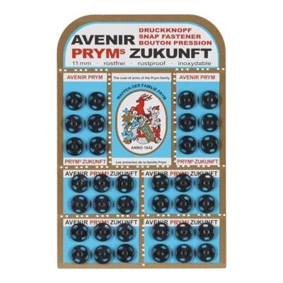 Pulsanti Prym Neri 11 mm, 36 pz