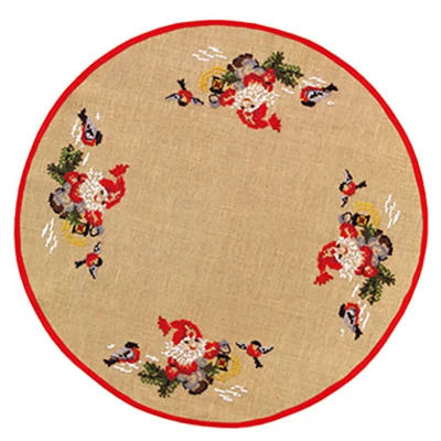 Juletræstæppe Broderikit Nisse & fugle