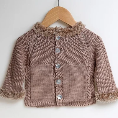 Go Cardigan fatto a mano in pelliccia punto muschio