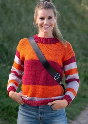 1803 Stribet sweater med sølvtråd