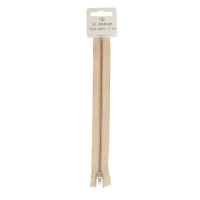 Go Handmade Nylon Lynlås 20 cm, Beige