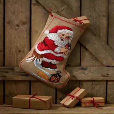 Kit ricamo Calza di Natale Babbo Natale su moncone