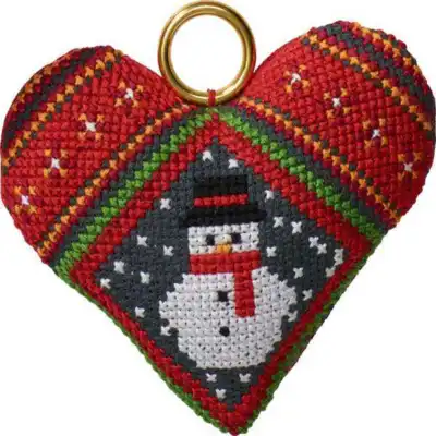 Kit da ricamo Pupazzo di neve appeso di Natale nel cuore