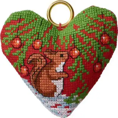 Kit da ricamo Scoiattolo appeso di Natale nel cuore