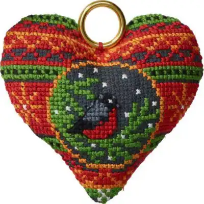Kit da ricamo Uccello appeso di Natale nel cuore