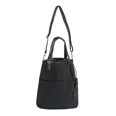 Borsa in filato con tracolla, nera