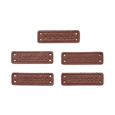 HobbyArts Etichette in Pelle, Handmade, Marrone, 5 pezzi