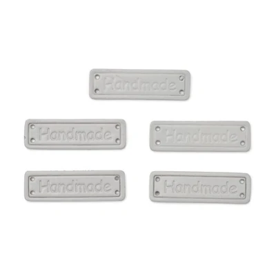 HobbyArts Etichette in Pelle, Handmade, Grigio Chiaro, 5 pezzi
