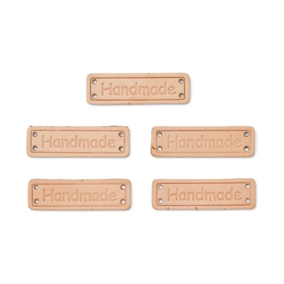 HobbyArts Etichette in Pelle, Handmade, Sabbia, 5 pezzi
