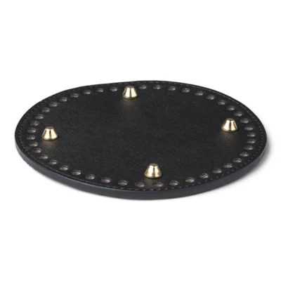 HobbyArts Base Per Cesto In Pelle Rotonda, Pelle Sintetica, Nera, 1 pz (15 cm)