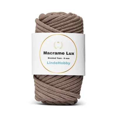LindeHobby Macrame Lux, Corda per Macramè Intrecciata, 6 mm Beige scuro