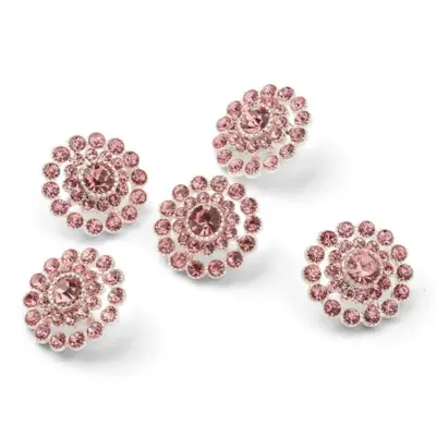 HobbyArts Bottoni in strass, rosa, 17 mm, 5 pezzi